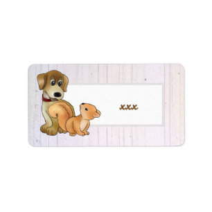 Dog and squirrel label