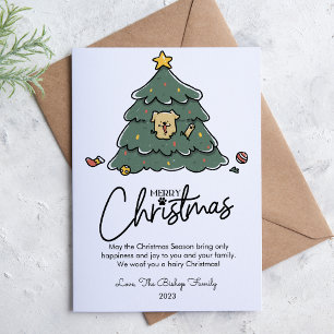 Dog and Tree Pet Lover Christmas Flat Holiday Card