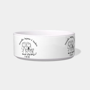 Dog and Two Brides Wedding Couple Personalised Bowl
