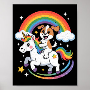 Dog And Unicorn Space Galaxy Rainbow Dogs Poster