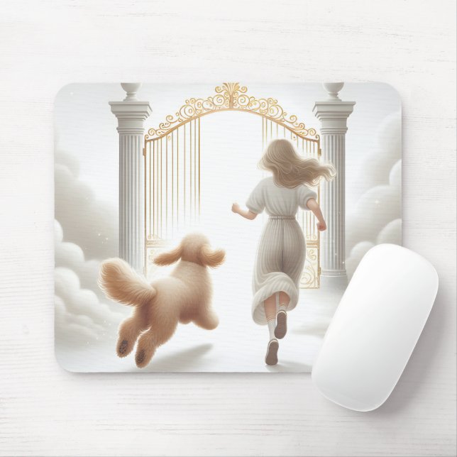 Dog and Woman at Heavenly Gates Mouse Pad (With Mouse)
