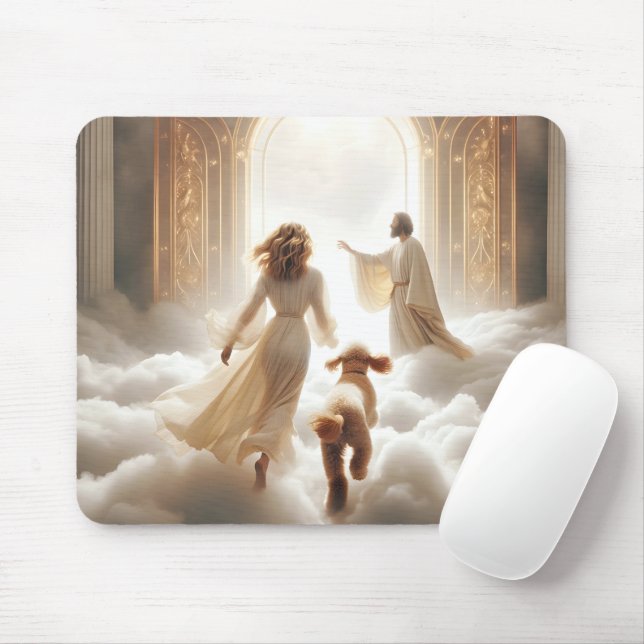 Dog and Woman at Heavenly Gates Mouse Pad (With Mouse)