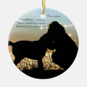 Dog and Woman in Sunset Ceramic Ornament