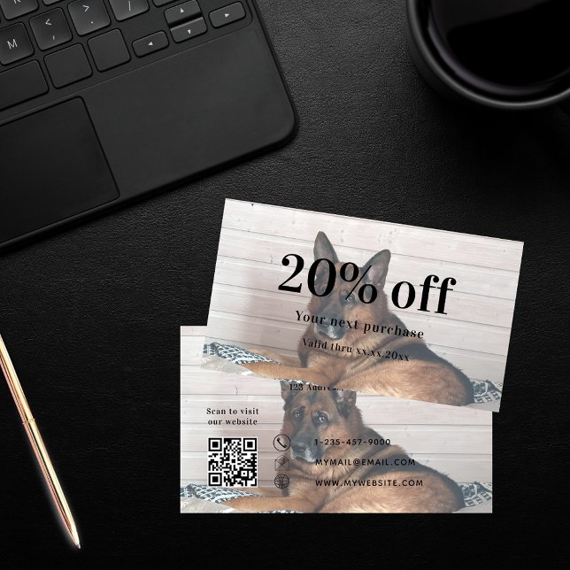 Dog animal custom photo qr code business  discount card (Creator Uploaded)
