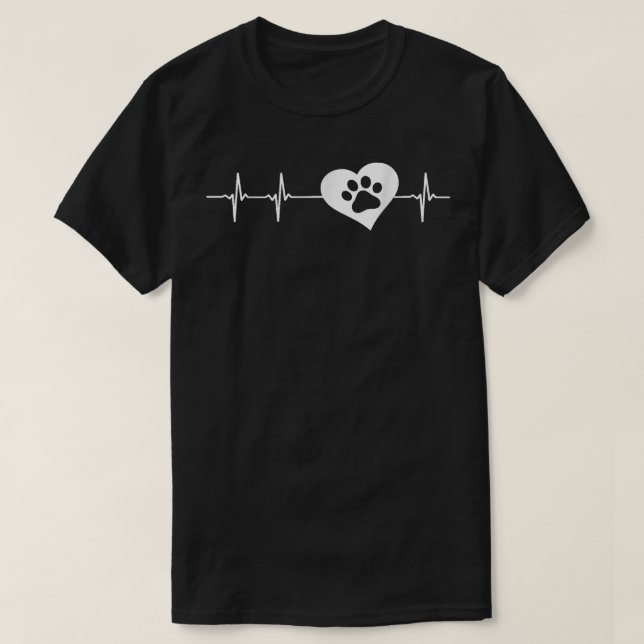 Dog Animal Pet Rescue Heart Beat Paw Print  T-Shirt (Design Front)