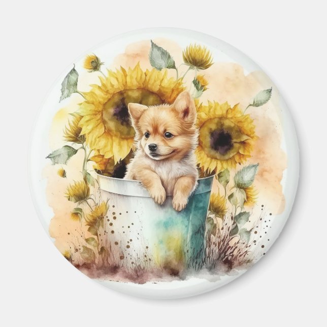 dog Aquarell Magnet (Front)