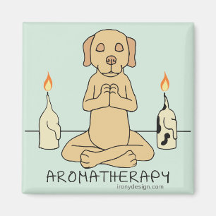 Dog Aromatherapy Meditation Funny Cartoon Magnet