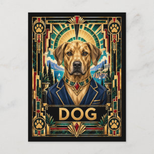 Dog, Art Deco Wildlife Postcard