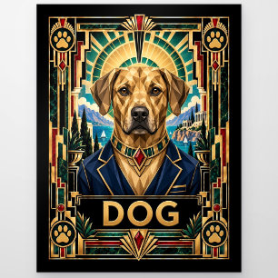 Dog, Art Deco Wildlife Postcard