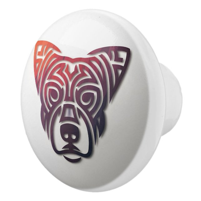 Dog Art Design Handle Pull Ceramic Knob (Right)