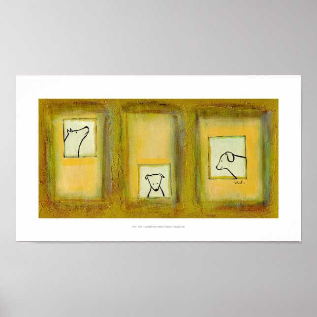 Dog art fun contemporary artist original painting poster (Front)