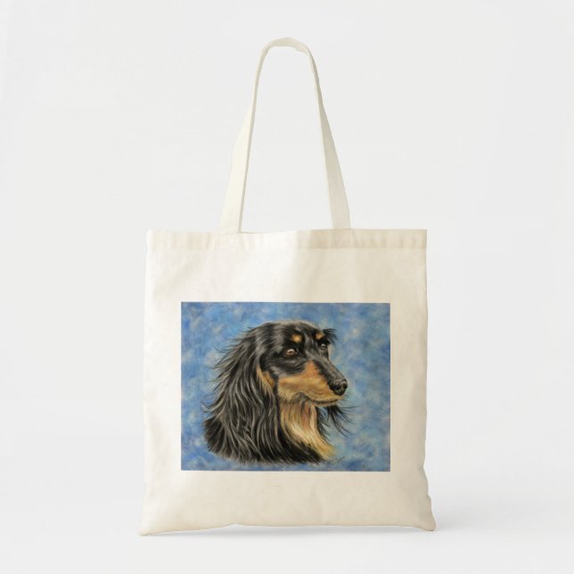Dog Art - Long Haired Dachshund Art Marcus Tote Bag (Front)