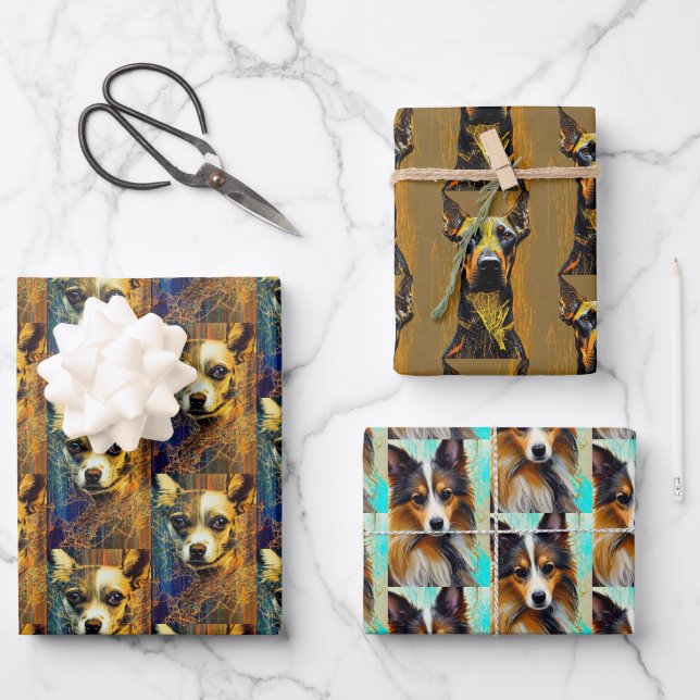 Dog Art Set Wrapping Paper Sheet (Front)