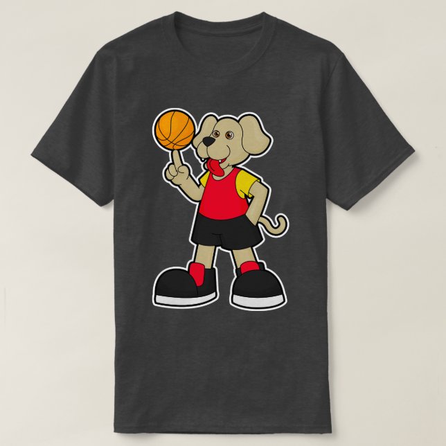 Dog as Basketball player with Basketball 3 T-Shirt (Design Front)