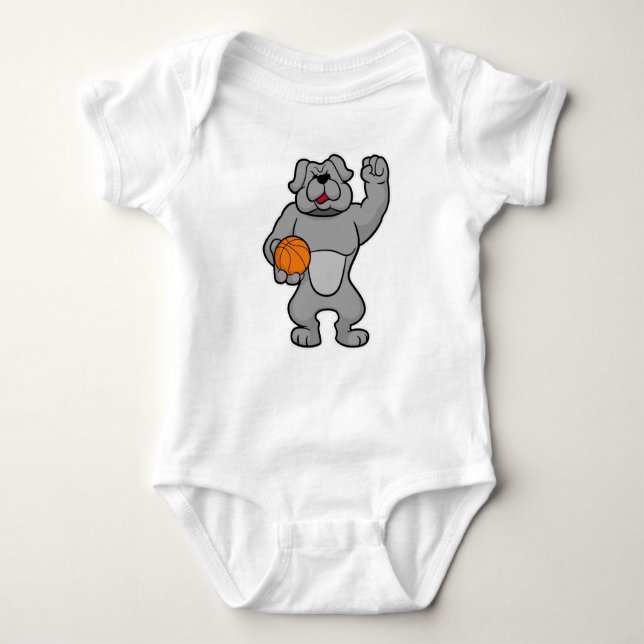 Dog as Basketball player with Basketball ball Baby Bodysuit (Front)