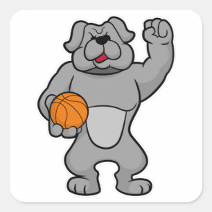 Dog as Basketball player with Basketball ball Square Sticker