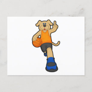 Dog as Basketball player with Basketball Postcard
