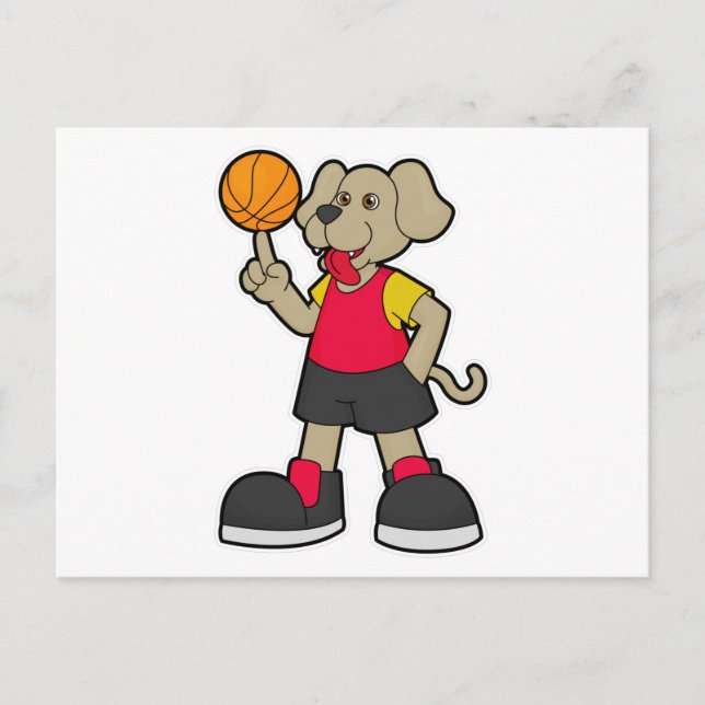 Dog as Basketball player with Basketball Postcard (Front)
