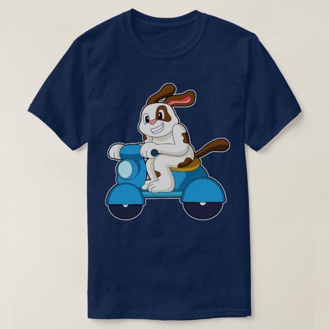 Dog as Biker with Scooter 3 T-Shirt (Design Front)