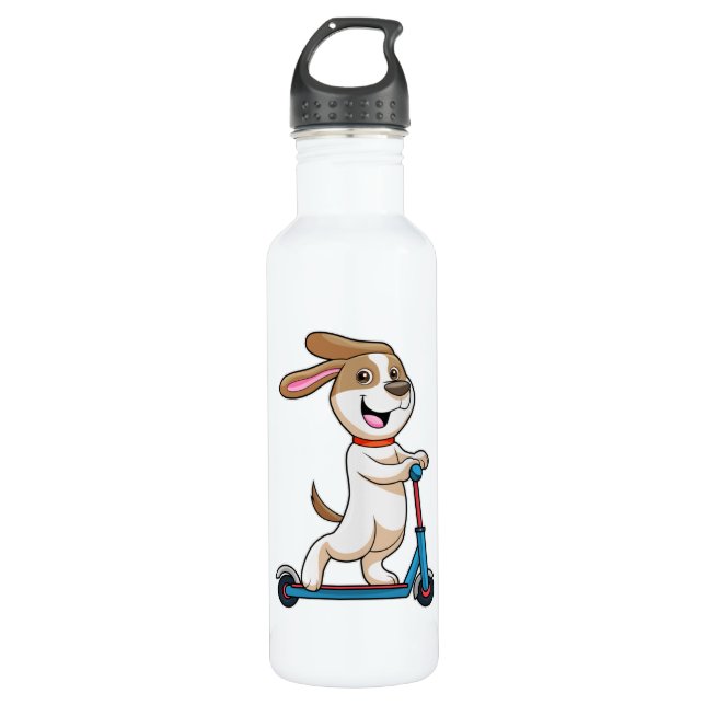 Dog as Biker with Scooter 710 Ml Water Bottle (Front)