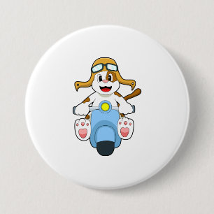 Dog as Biker with Scooter.PNG 7.5 Cm Round Badge