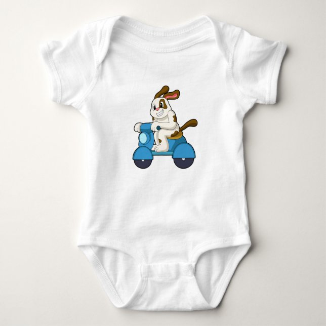 Dog as Biker with Scooter.PNG Baby Bodysuit (Front)