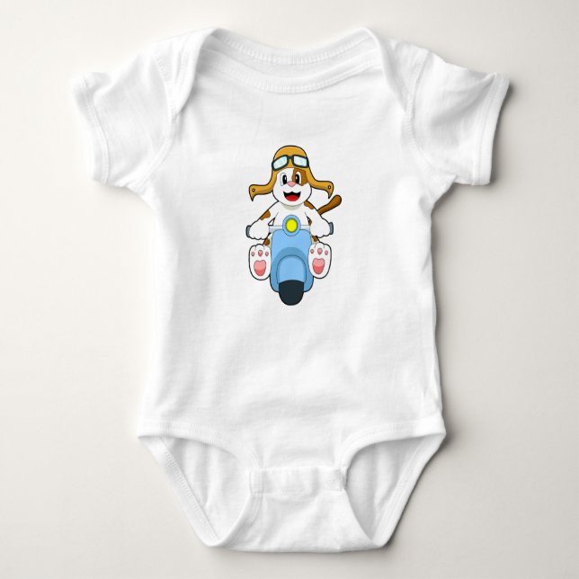 Dog as Biker with Scooter.PNG Baby Bodysuit (Front)