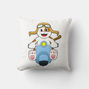 Dog as Biker with Scooter.PNG Cushion