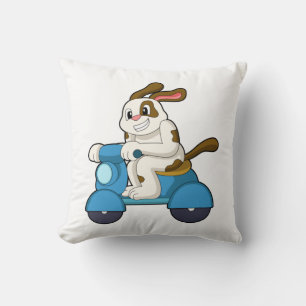 Dog as Biker with Scooter.PNG Cushion