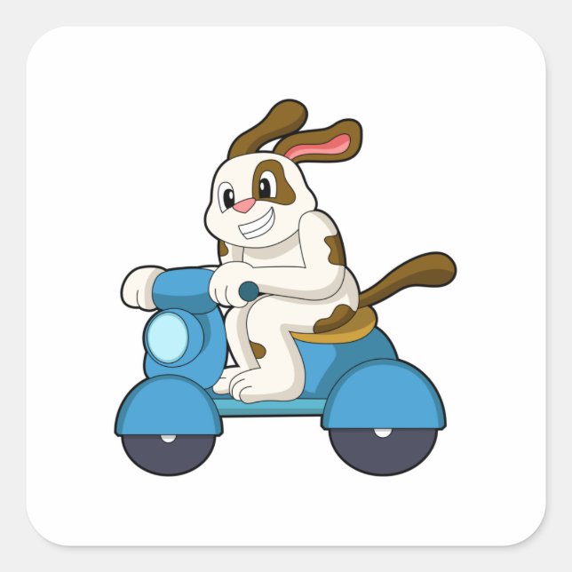 Dog as Biker with Scooter.PNG Square Sticker (Front)
