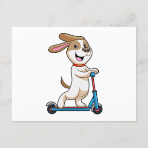 Dog as Biker with Scooter Postcard