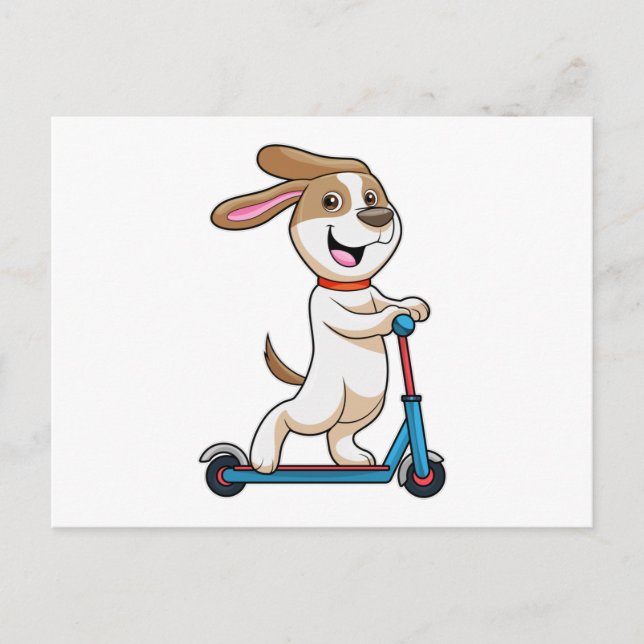 Dog as Biker with Scooter Postcard (Front)