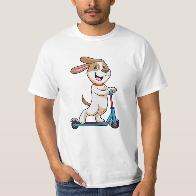 Dog as Biker with Scooter T-Shirt (Front)