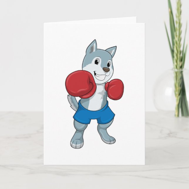 Dog as Boxer with Boxing gloves Card (Front)