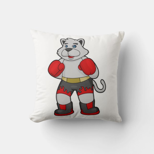 Dog as Boxer with Boxing gloves Cushion (Front)