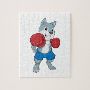 Dog as Boxer with Boxing gloves Jigsaw Puzzle