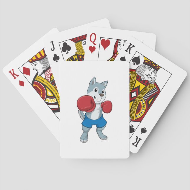 Dog as Boxer with Boxing gloves Playing Cards (Back)