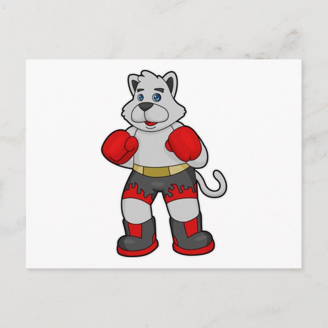 Dog as Boxer with Boxing gloves Postcard (Front)