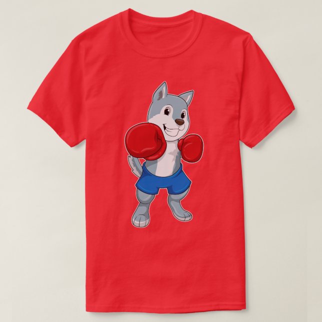 Dog as Boxer with Boxing gloves T-Shirt (Design Front)