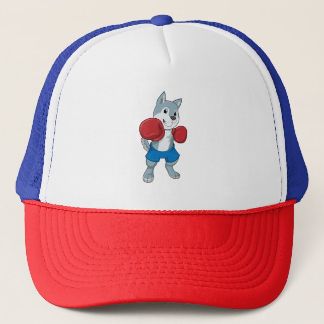 Dog as Boxer with Boxing gloves Trucker Hat (Front)
