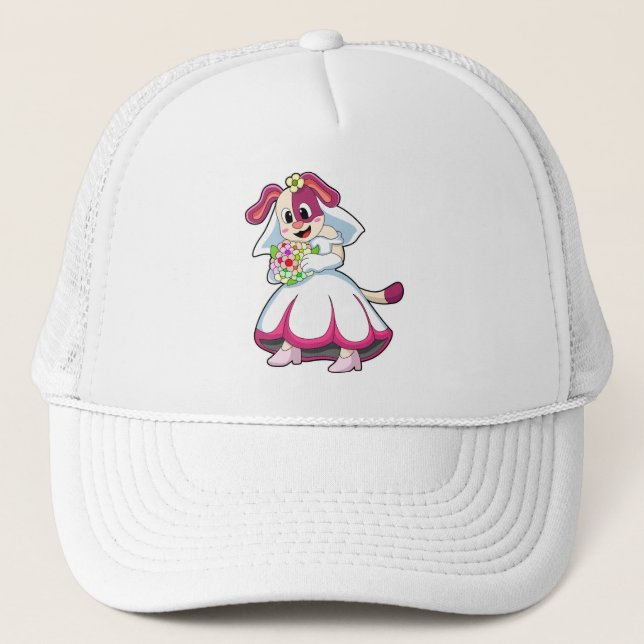 Dog as Bride with Wedding dress & Flowers Trucker Hat (Front)
