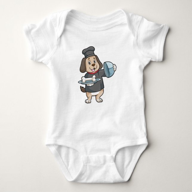 Dog as Chef with Platter & Bones Baby Bodysuit (Front)