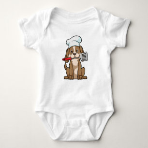 Dog as Cook with Chef's hat & Spatula Baby Bodysuit