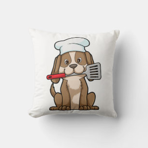 Dog as Cook with Chef's hat & Spatula Cushion