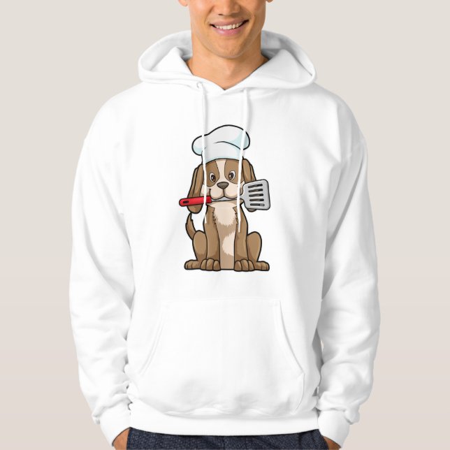 Dog as Cook with Chef's hat & Spatula Hoodie (Front)