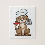 Dog as Cook with Chef's hat & Spatula Jigsaw Puzzle<br><div class="desc">This design is the perfect gift for a birthday,  Christmas and other celebrations. It is suitable for women,  men and kids.</div>