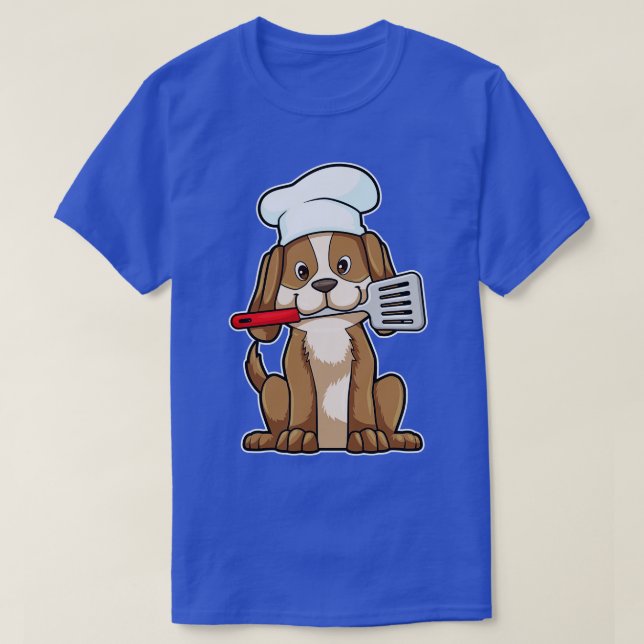 Dog as Cook with Chefs hat Spatula T-Shirt (Design Front)