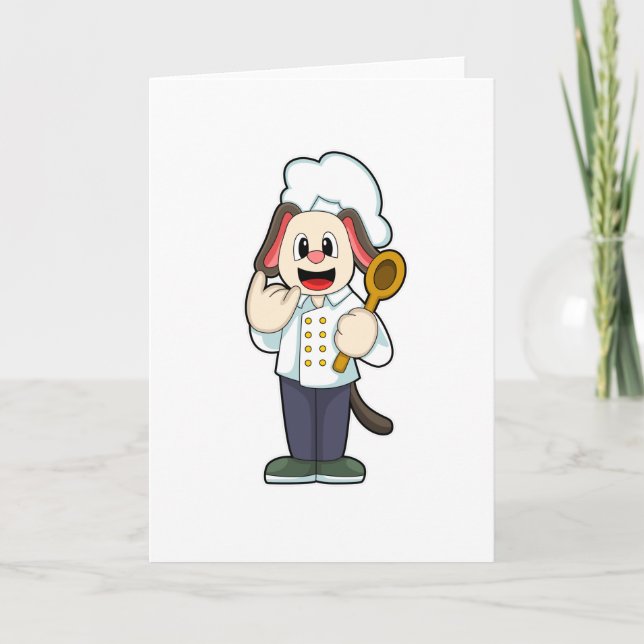 Dog as Cook with Wooden spoon & Cooking apron Card (Front)