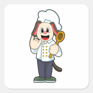 Dog as Cook with Wooden spoon & Cooking apron Square Sticker