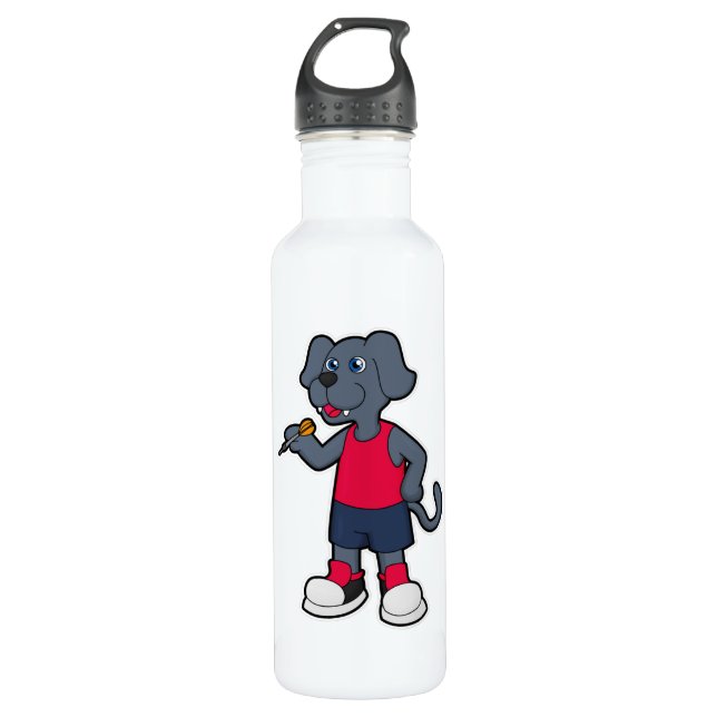 Dog as Dart player with Darts 710 Ml Water Bottle (Front)